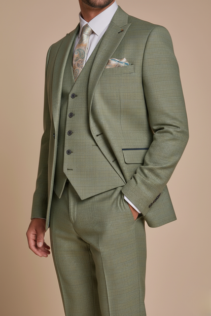 Elegantes Herren Anzugset in Salbeigrün – Zweiteiliger Anzug mit Sakko und Hose