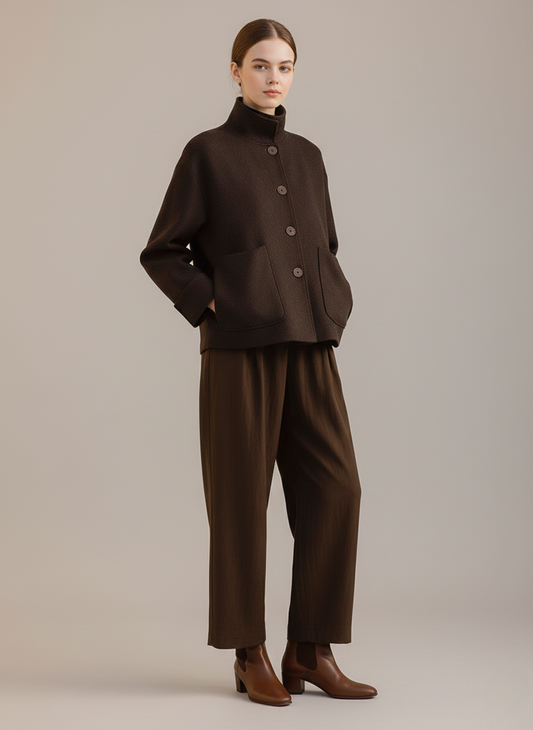 Luisa Stilvolle Jacke - Hochwertig Minimalistisch mit Stehkragen