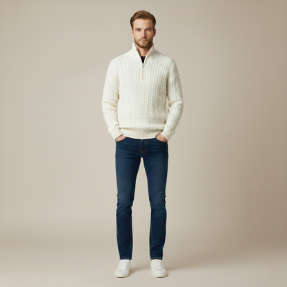 Maxi Pullover - Old Money Look mit halbem Reißverschluss