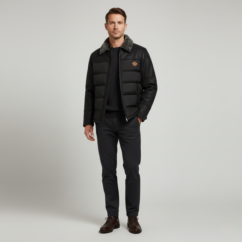 John Lederjacke - Premium Gesteppte Pilotenjacke mit weichem Kragen