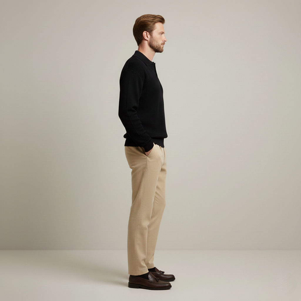 Felix Premium Strickpullover - Langarm mit Polo Kragen