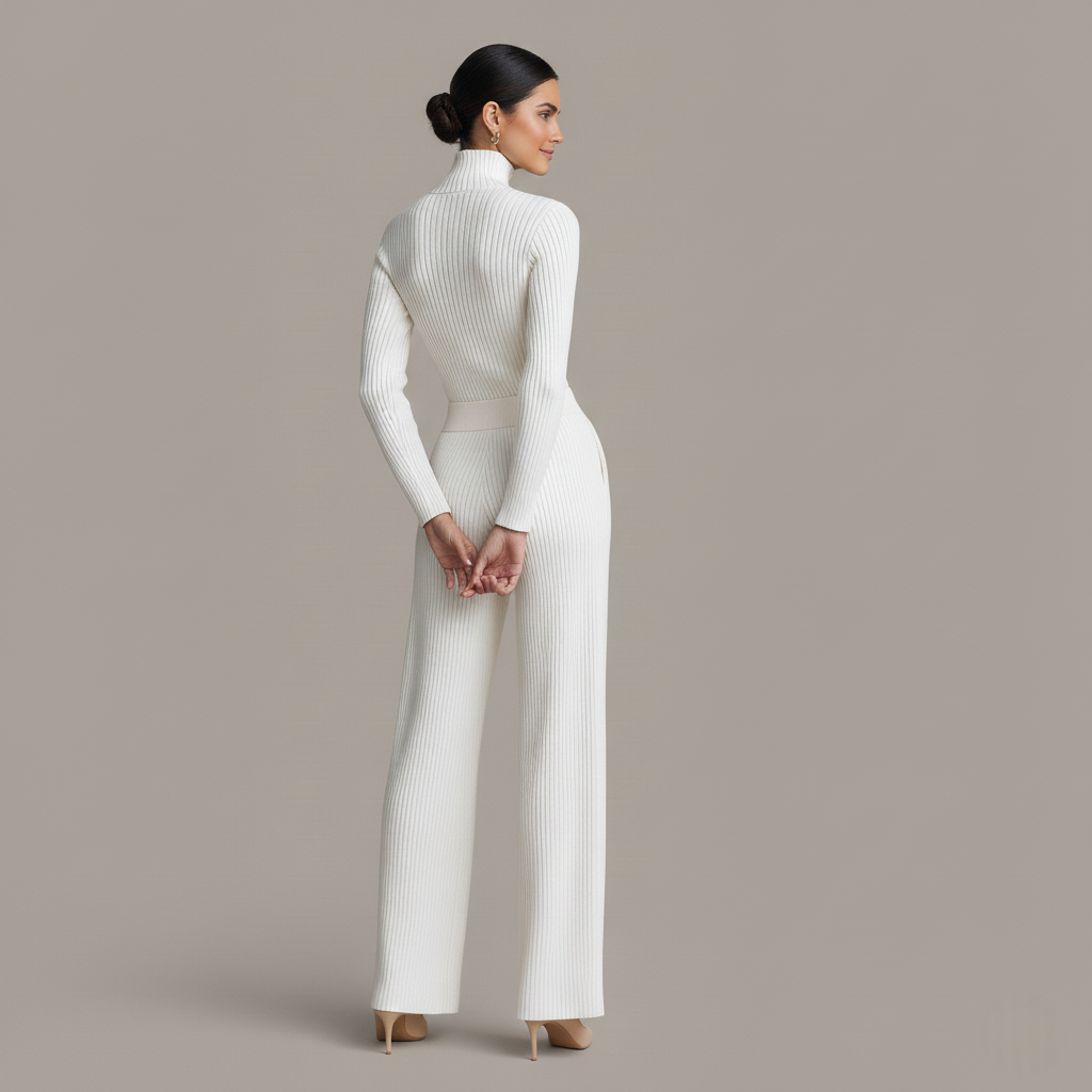 Lena elegantes Strick Zweiteiler Set - Komfortabel und Schick mit Reißverschluss