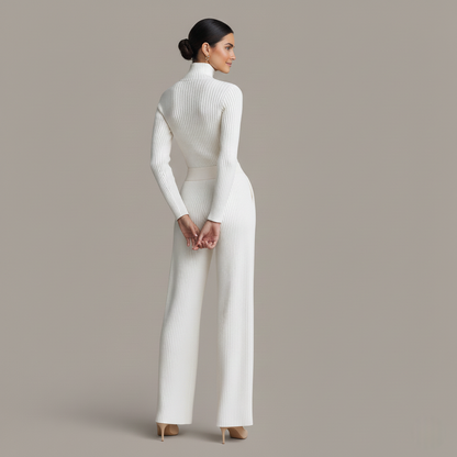 Lena elegantes Strick Zweiteiler Set - Komfortabel und Schick mit Reißverschluss