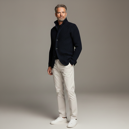 Marcel Herren Luxus Cardigan – Weiche Textur mit Knopfleisten