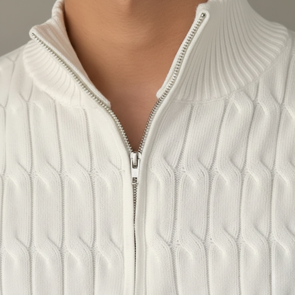 Maxi Pullover - Old Money Look mit halbem Reißverschluss