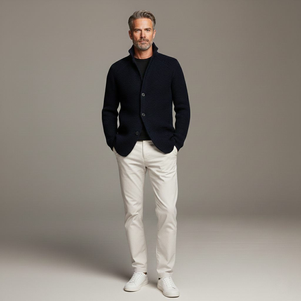 Marcel Herren Luxus Cardigan – Weiche Textur mit Knopfleisten