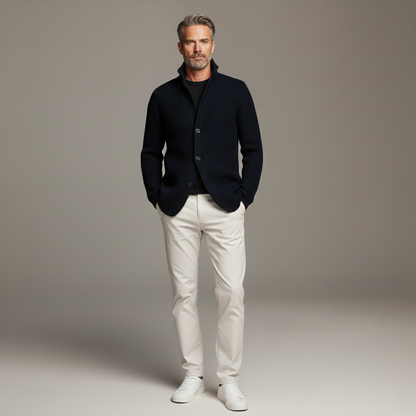 Marcel Herren Luxus Cardigan – Weiche Textur mit Knopfleisten