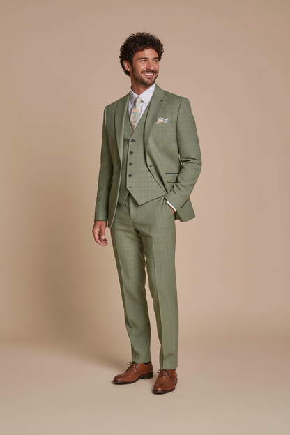 Elegantes Herren Anzugset in Salbeigrün – Zweiteiliger Anzug mit Sakko und Hose