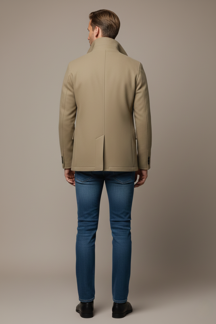 Alexander Herren Mantel - Basic Elegant mit hohem Kragen & Knöpfen