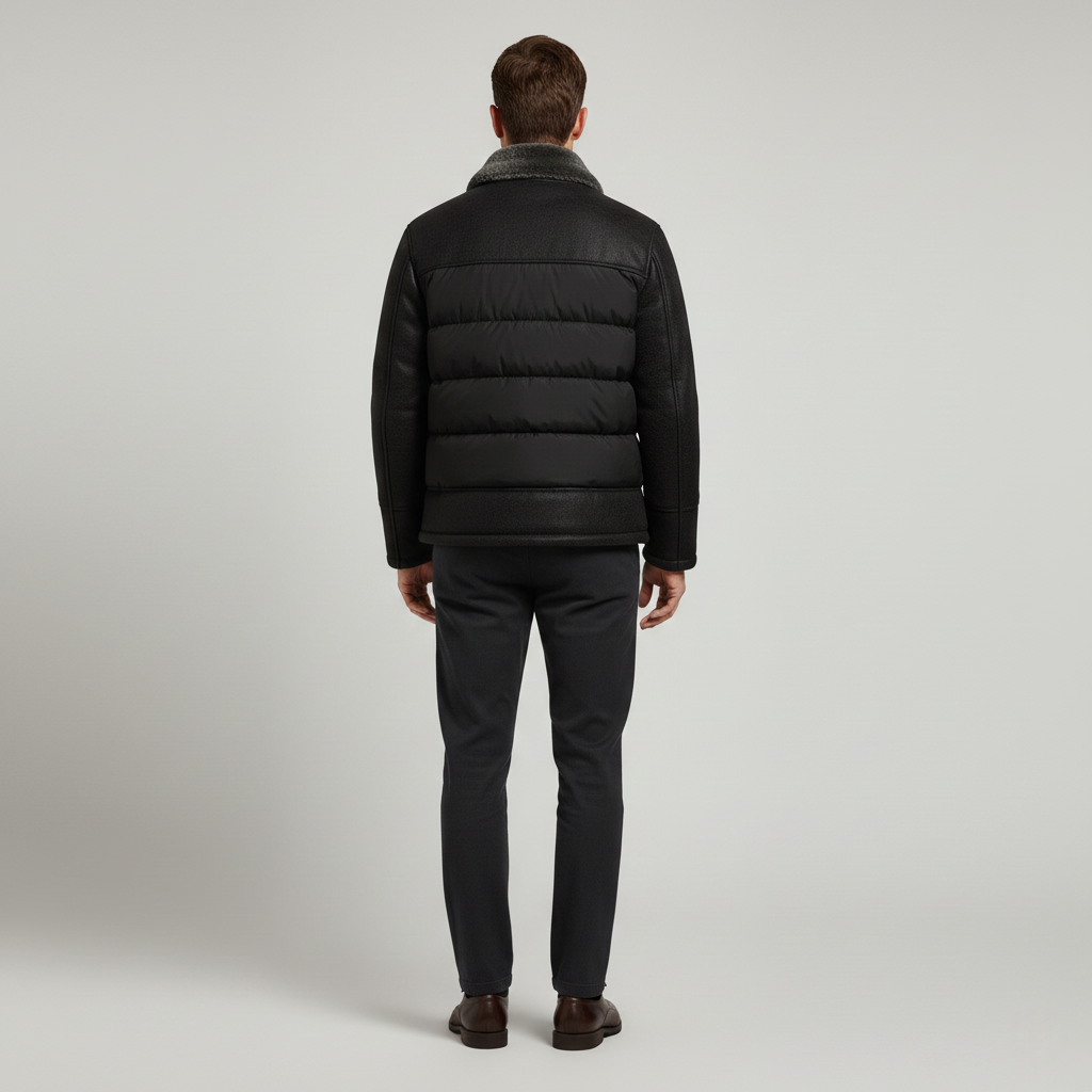 John Lederjacke - Premium Gesteppte Pilotenjacke mit weichem Kragen