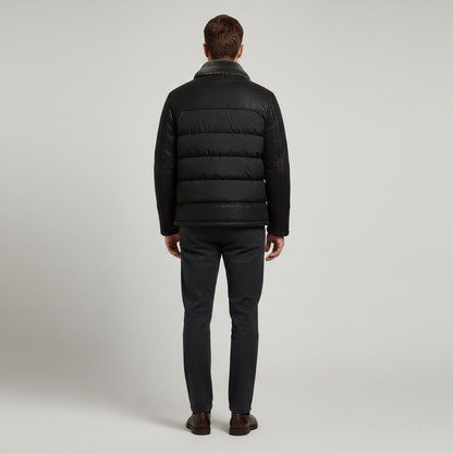 John Lederjacke - Premium Gesteppte Pilotenjacke mit weichem Kragen