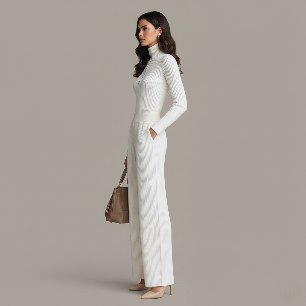 Lena elegantes Strick Zweiteiler Set - Komfortabel und Schick mit Reißverschluss