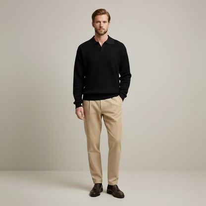 Felix Premium Strickpullover - Langarm mit Polo Kragen