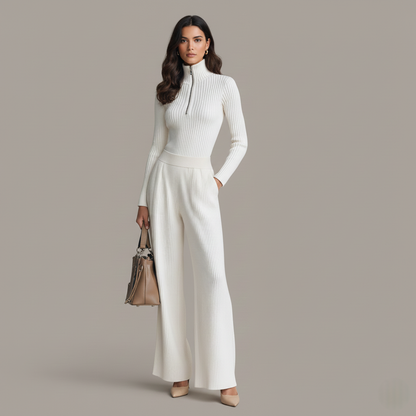 Lena elegantes Strick Zweiteiler Set - Komfortabel und Schick mit Reißverschluss