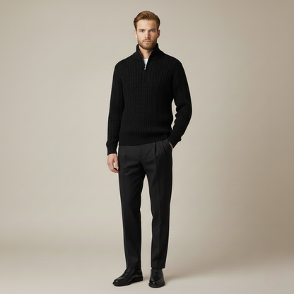 Maxi Pullover - Old Money Look mit halbem Reißverschluss