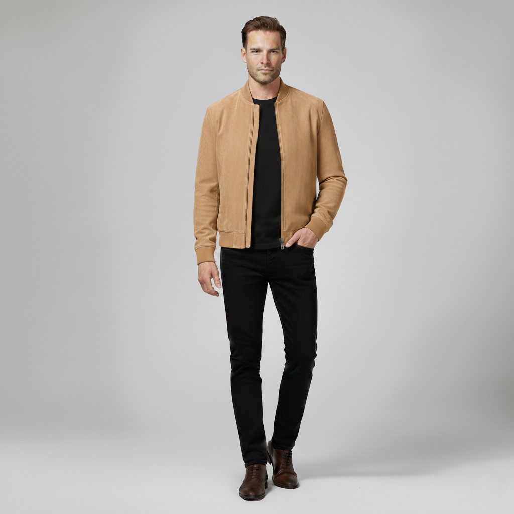 Basic Blouson Jacke – Mit Wildleder Optik und Rippbündchen