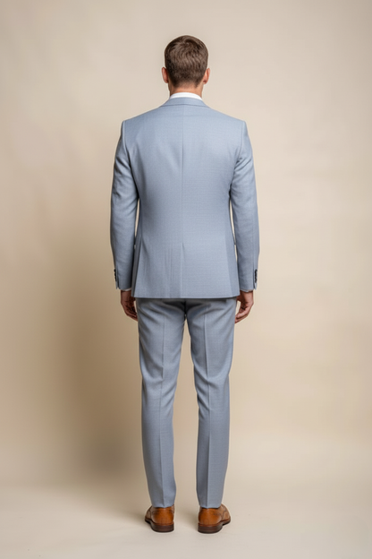 Dreiteiliger Herren Yacht Anzug - Himmel Blau Slim Fit