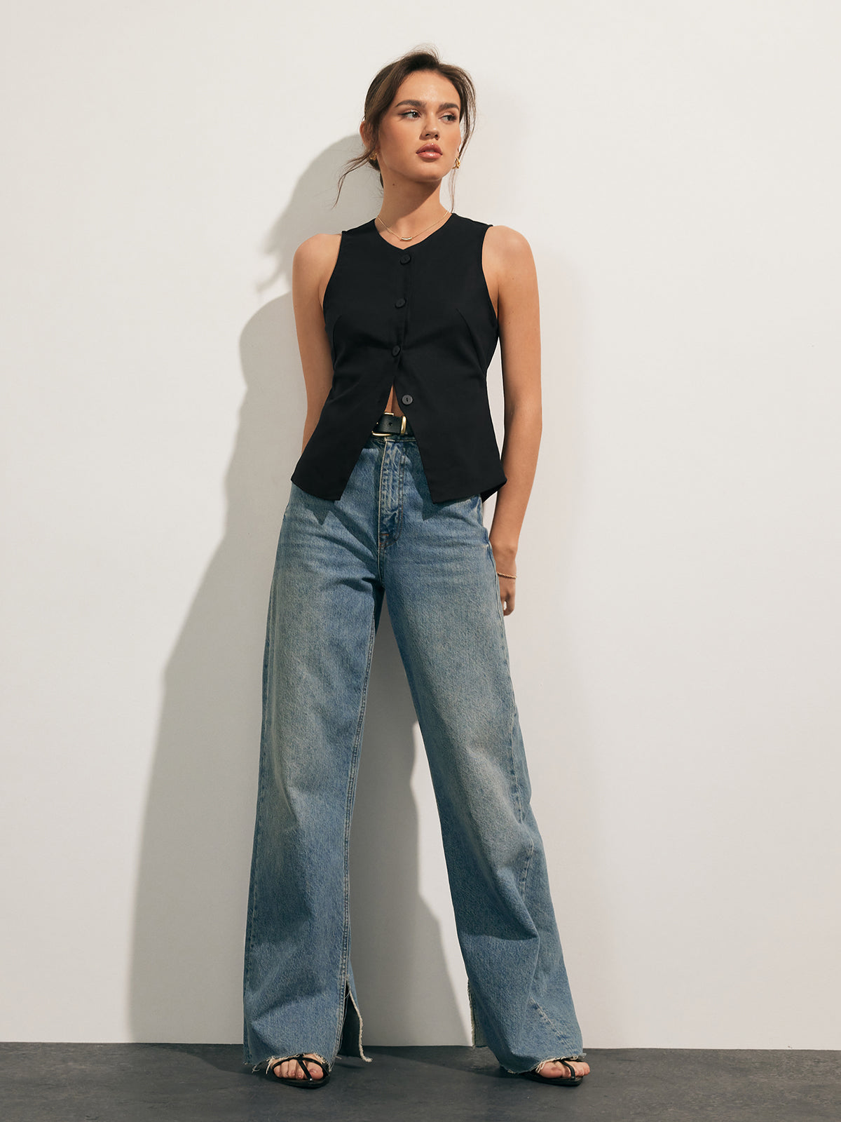 Tanktop aus Leinenmischgewebe mit Knopfleiste 4